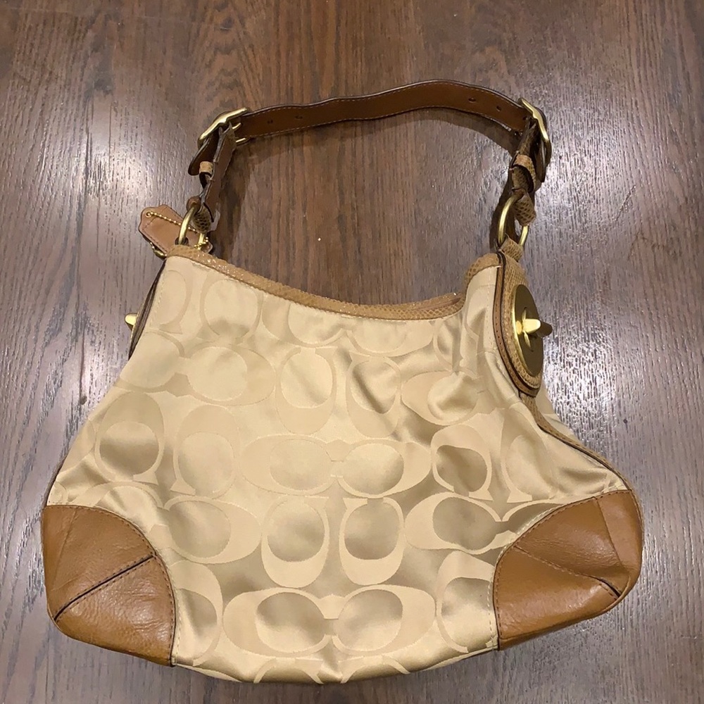 tan coach signature canvas purse